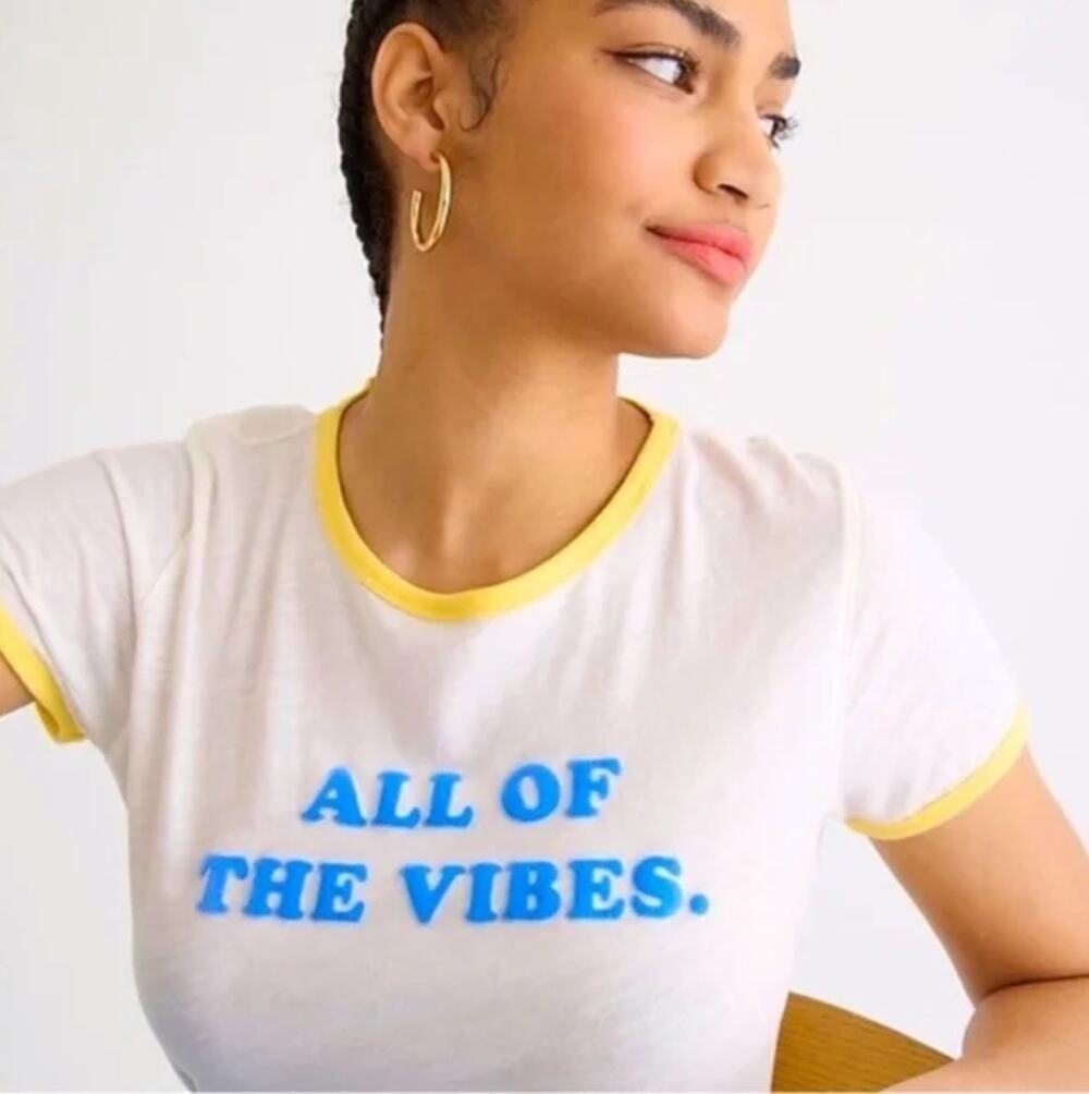 2/$15 J. Crew All Of The Vibes Retro Cotton Tee Shirt BH433 Size M